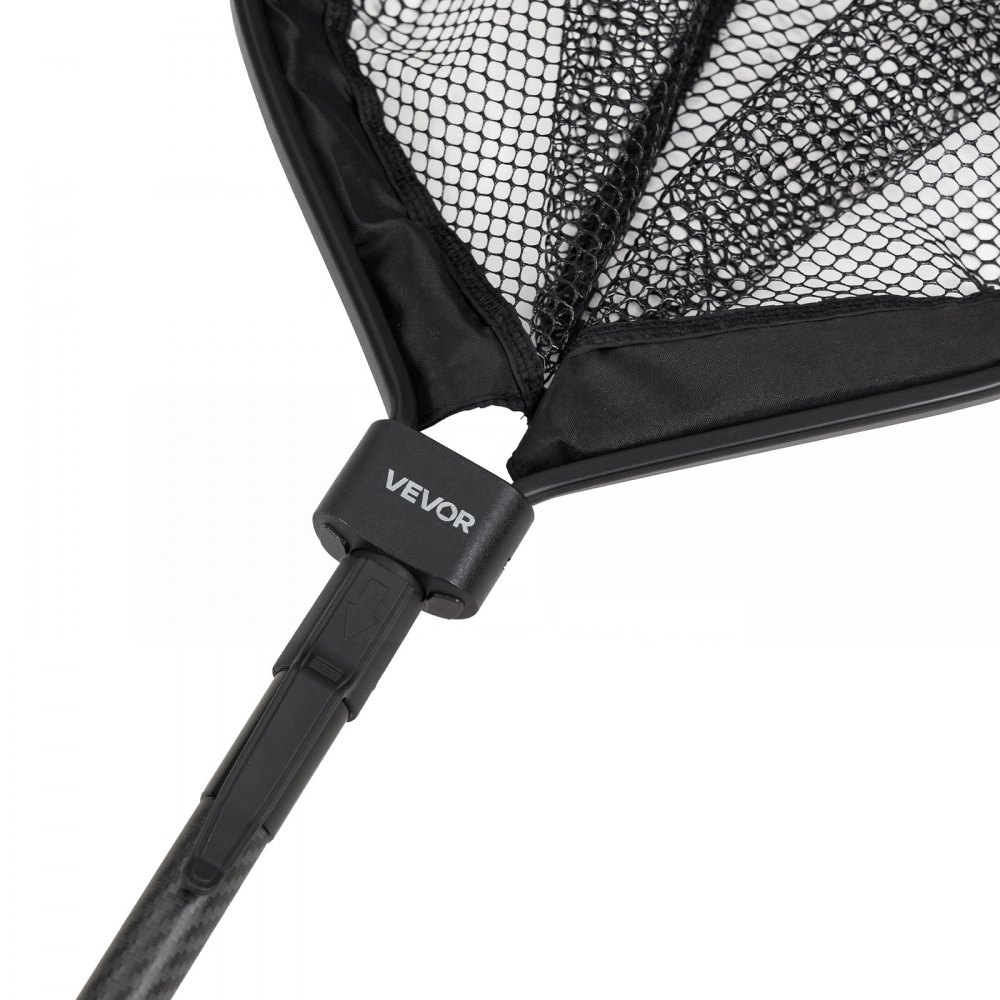 VEVOR Red de Pesca de Fibra de Carbono, Red de Aterrizaje de Peces con Mango Telescópico, Nailon Recubierto de PVC, Portátil y Ligero, Sacadera Soporta hasta 4 kg para Kayak, Barco, Orilla, Estanque