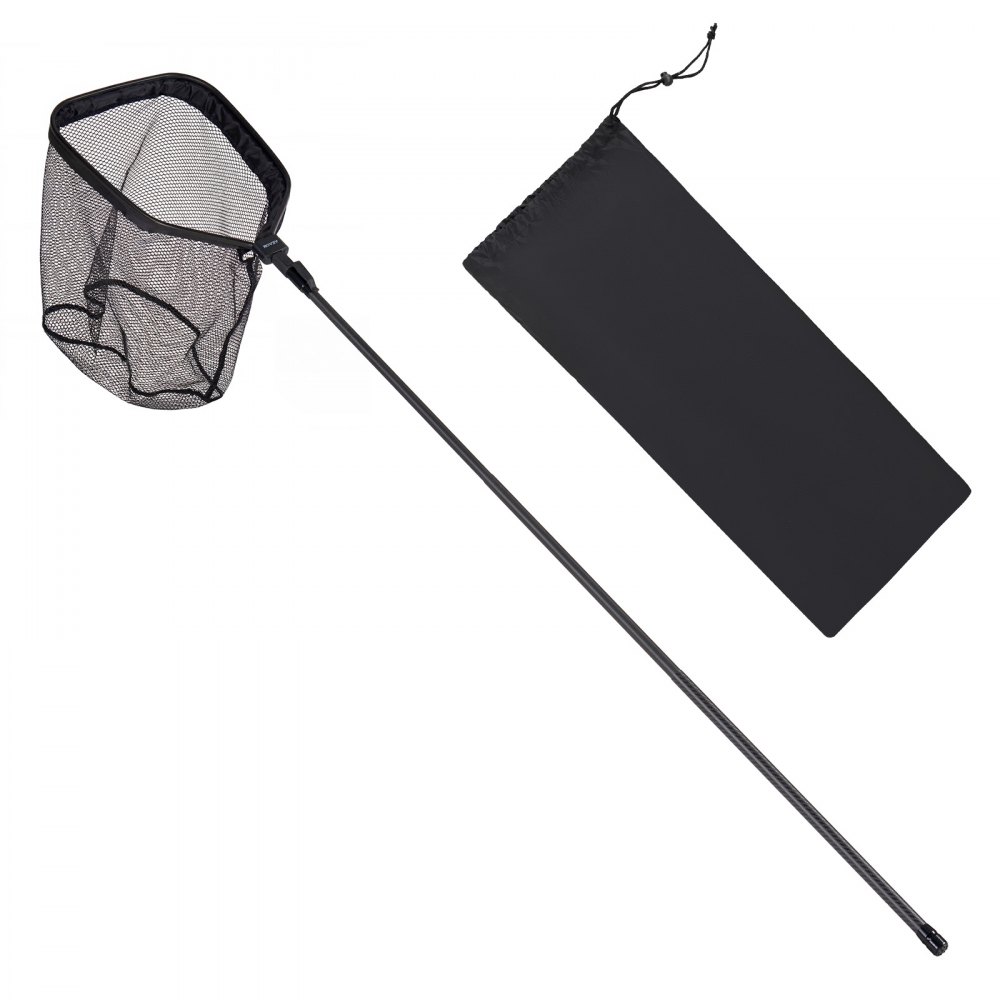 VEVOR Red de Pesca de Fibra de Carbono, Red de Aterrizaje de Peces con Mango Telescópico, Nailon Recubierto de PVC, Portátil y Ligero, Sacadera Soporta hasta 4 kg para Kayak, Barco, Orilla, Estanque