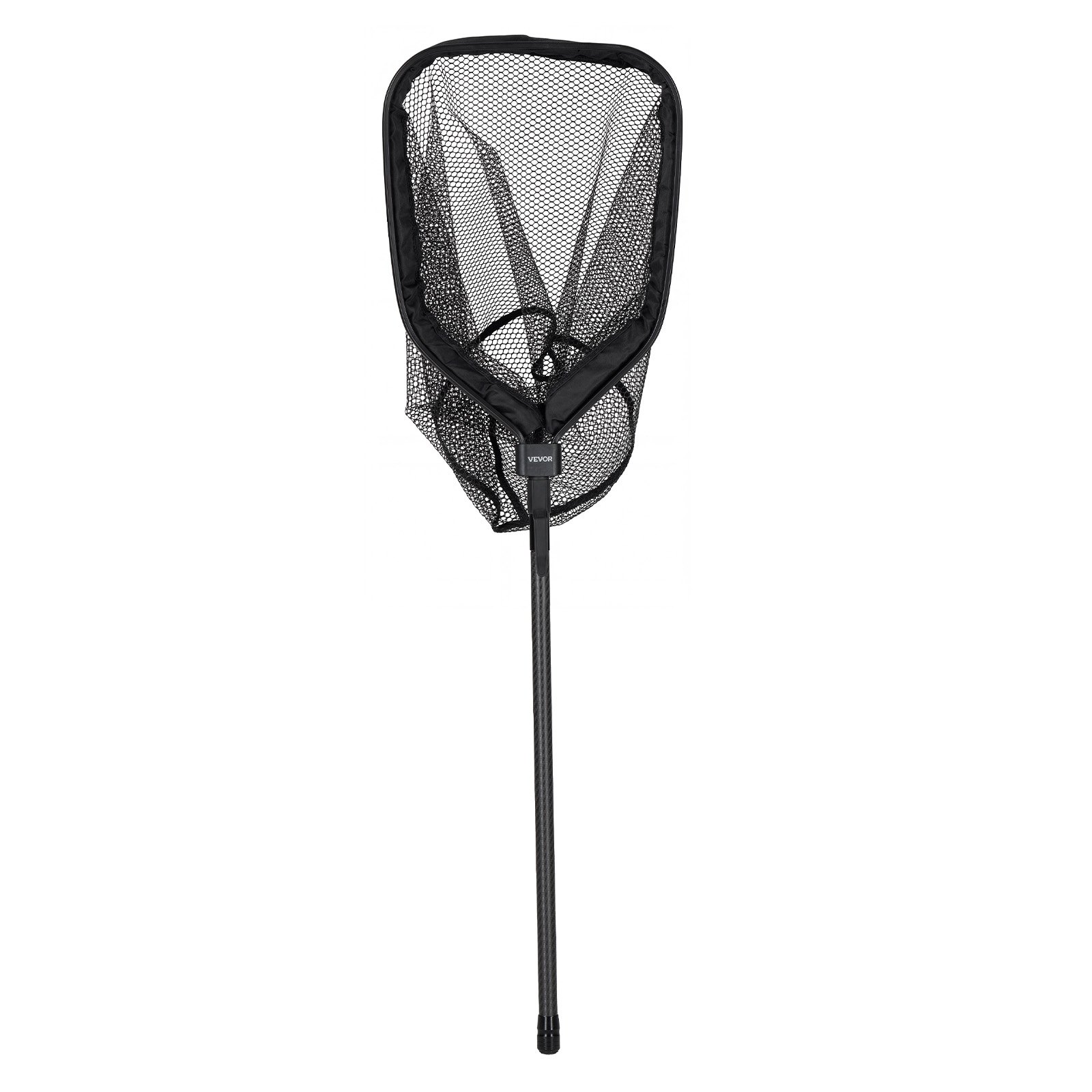 VEVOR Red de Pesca de Fibra de Carbono, Red de Aterrizaje de Peces con Mango Telescópico, Nailon Recubierto de PVC, Portátil y Ligero, Sacadera Soporta hasta 4 kg para Kayak, Barco, Orilla, Estanque