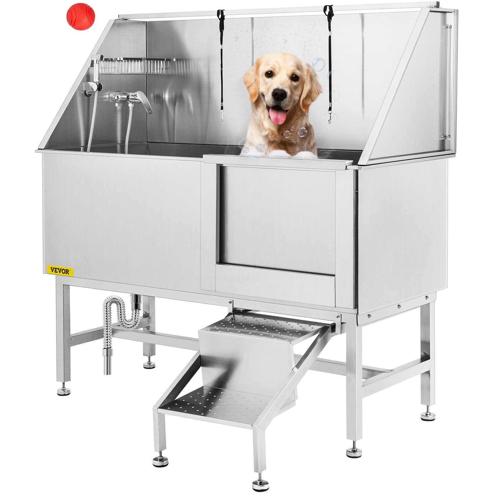 VEVOR Bañeras de acero inoxidable para perros, mascotas de 149,9cm Puerta Derecha