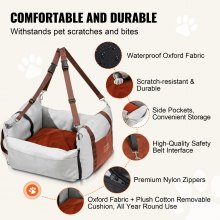 VEVOR Silla de Coche para Perros Pequeños Mascotas 11 kg Gris