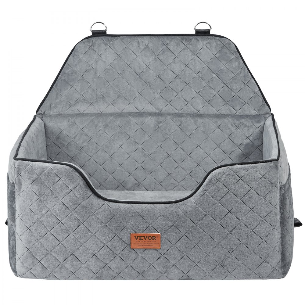 VEVOR Dog Car Seat, Dog Booster Seat with Storage Bag, Pet Car Seat with Attachable Safety Leash, Sponge Filling, Dog Car Bed for Medium and Large Dogs up to 25 kg, Gray