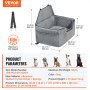 VEVOR Silla de Coche para Perros Medianos y Grandes Mascotas 25 kg Gris