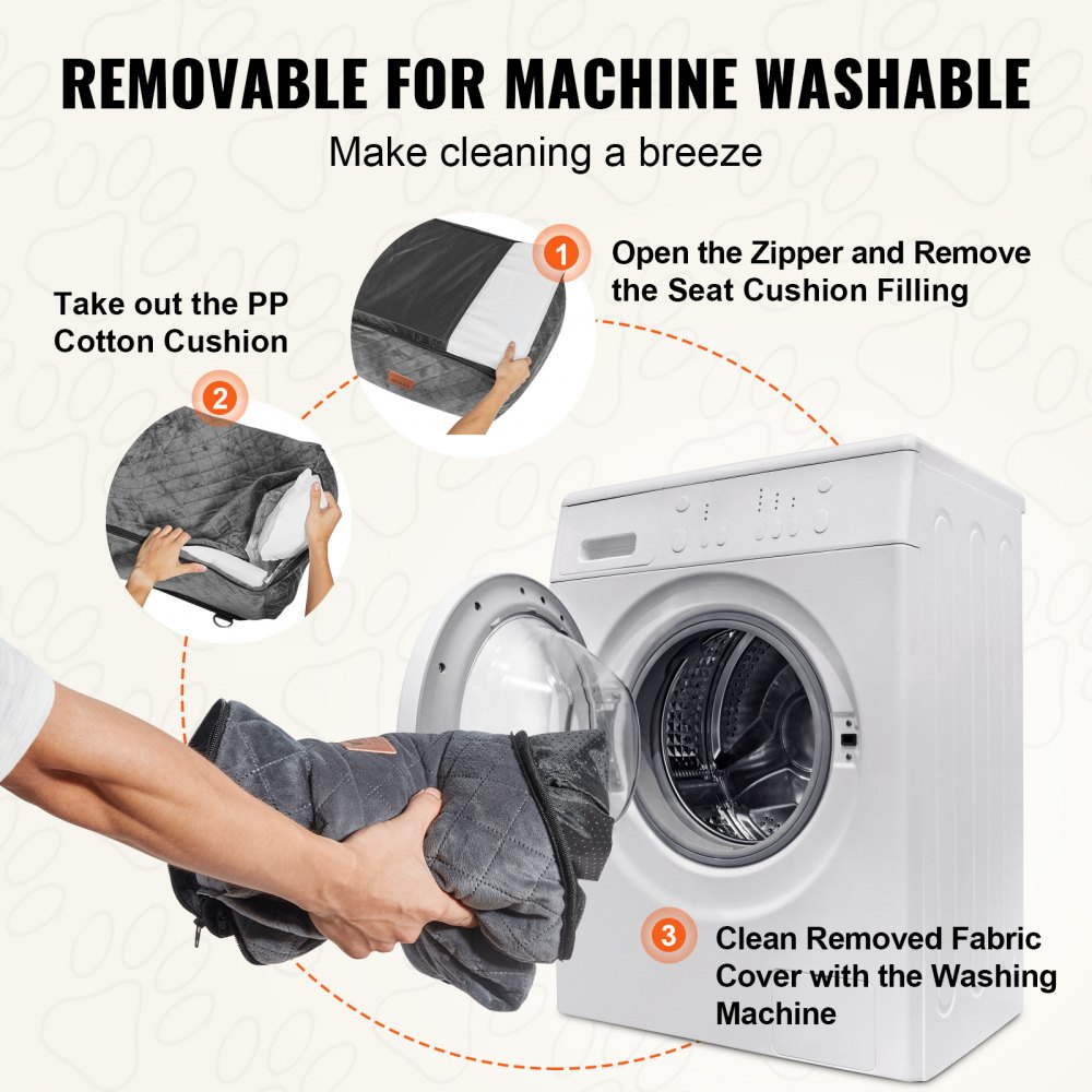 VEVOR Dog Car Seat, Dog Booster Seat with Storage Bag, Attachable Safety Leash, Sponge and PP Cotton Filling, Dog Car Bed for Small and Medium Dogs up to 18 kg, Gray