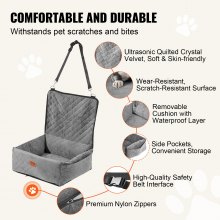 VEVOR Silla de Coche para Perros Pequeños y Medianos Mascotas 18 kg Gris