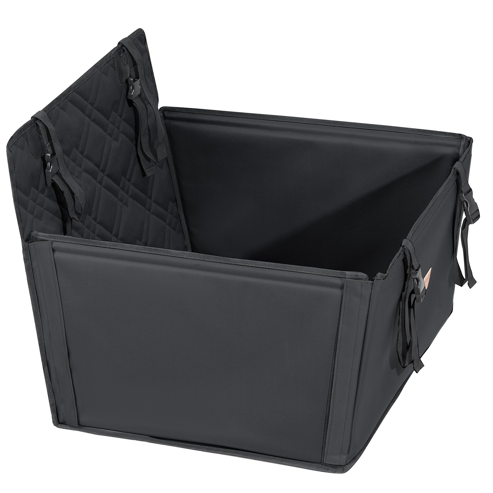 VEVOR Dog Car Seat, Waterproof Dog Booster Seat for Cars with Support Frame, Pet Car Seat with Attachable Safety Leash, Dog Car Bed for Small, Medium and Large Dogs up to 18 kg, Black