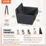 VEVOR Dog Car Seat, Waterproof Dog Booster Seat for Cars with Support Frame, Pet Car Seat with Attachable Safety Leash, Dog Car Bed for Small, Medium and Large Dogs up to 22 kg, Black