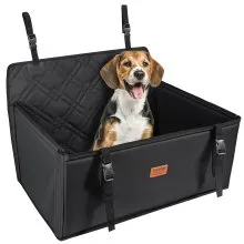 VEVOR Asiento de Coche para Perros 22 kg Asiento de seguridad para Mascotas Asiento Elevador Impermeable con Marco de Soporte Correa de Seguridad con Clip Silla para Coche para Mascotas, Negro