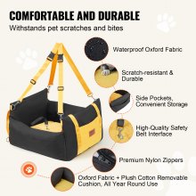 VEVOR Asiento de Coche para Perros Asiento Elevado para Mascotas 11 kg, Negro