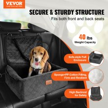 VEVOR Asiento de Coche para Perros Asiento Elevado para Mascotas 18 kg, Negro