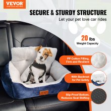 VEVOR Asiento de Coche para Perros Asiento Elevado para Mascotas 9kg, Azul Gris