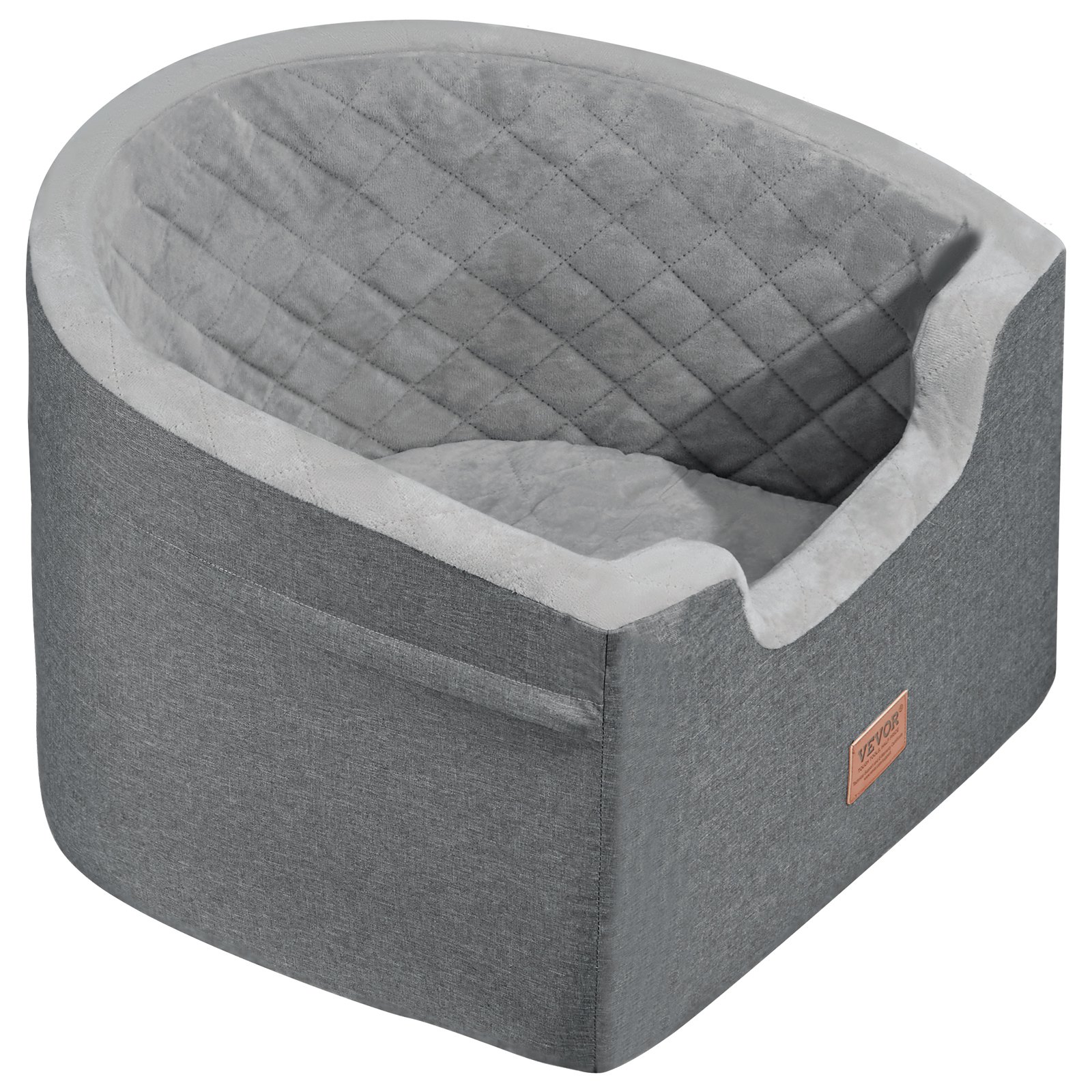 VEVOR Asiento de Coche para Perros 25 kg Asiento Elevado Impermeable para Mascotas con Respaldo Bolsillo de Almacenamiento Correa de Seguridad con Clip Acolchado de Esponja para Coche, Gris