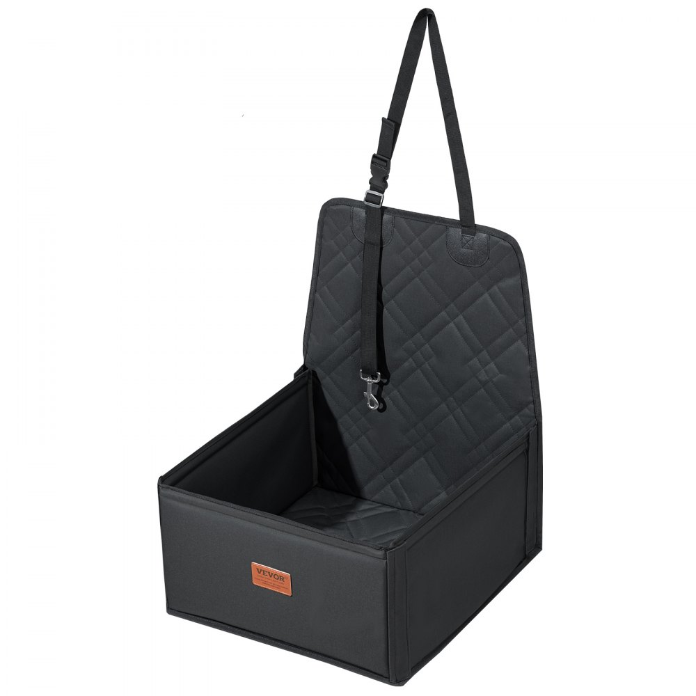 VEVOR Asiento de Coche para Perros 12 kg Asiento de seguridad para Mascotas Asiento Elevador Impermeable con Correa de Seguridad con Clip Acolchado de Algodón PP Silla para Coche para Mascotas, Negro