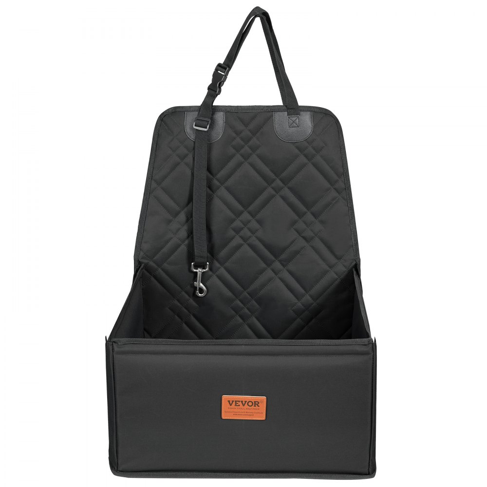 VEVOR Asiento de Coche para Perros 12 kg Asiento de seguridad para Mascotas Asiento Elevador Impermeable con Correa de Seguridad con Clip Acolchado de Algodón PP Silla para Coche para Mascotas, Negro