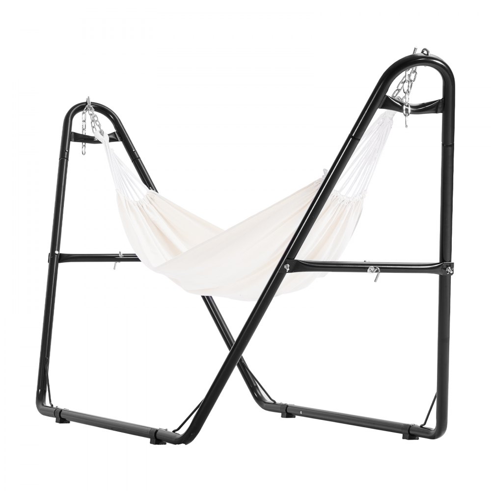 VEVOR Soporte para Hamaca Portátil Carga 250 kg Estructura de Acero Universal para Hamacas de 2,3-3,9 m Ajustable con Cadena, Gancho, Bolsa de Transporte, para Hamaca de 2 Personas Exterior Interior