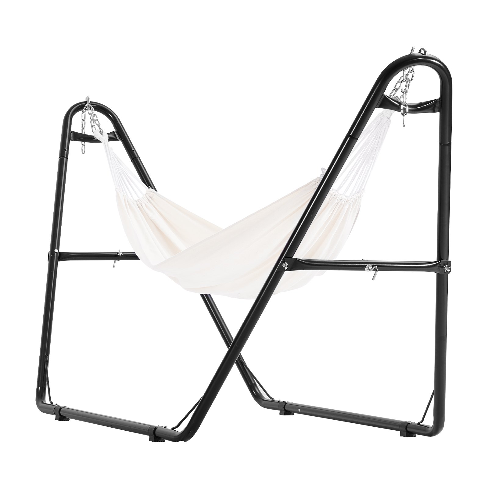 VEVOR Soporte para Hamaca Portátil Carga 250 kg Estructura de Acero Universal para Hamacas de 2,3-3,9 m Ajustable con Cadena, Gancho, Bolsa de Transporte, para Hamaca de 2 Personas Exterior Interior