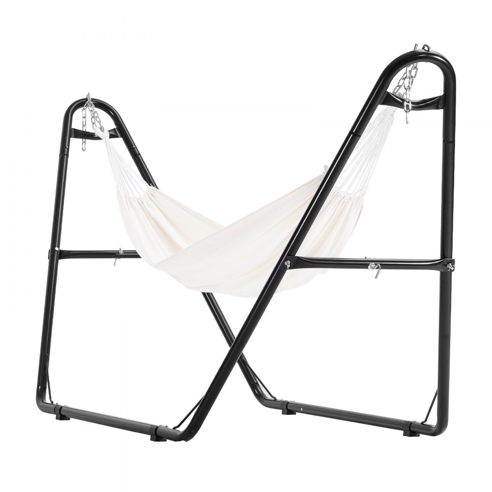 VEVOR Soporte para Hamaca Portátil Carga 250 kg Estructura de Acero Universal para Hamacas de 2,4-4,1 m Ajustable con Cadena, Gancho, Bolsa de Transporte, para Hamaca de 2 Personas Exterior Interior