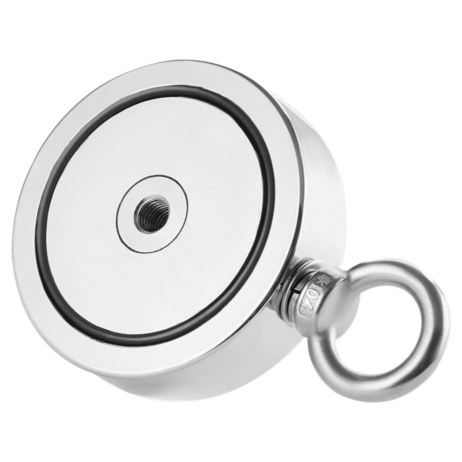 VEVOR Kit de Pesca con Imán de Doble Cara Fuerza de Tracción de 454 kg Kit de Pesca con Imán de Neodimio de Tierras Raras con Gancho de Agarre, Cuerda Resistente, Guantes y Perno de Ojo, Rojo