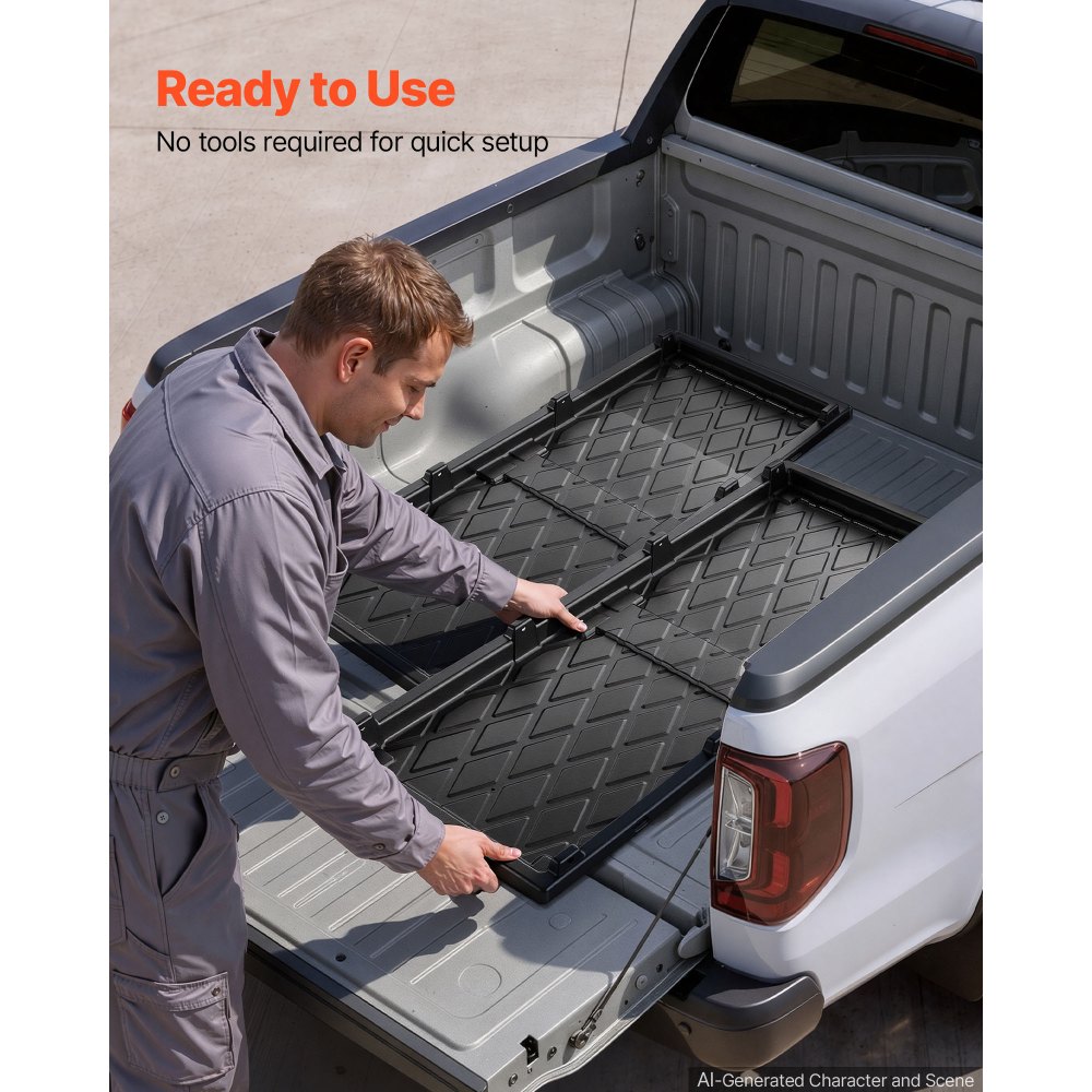 VEVOR Bandeja de Carga Deslizante para Caja de Camioneta 1,5 m o Más Cortas, Fabricada en Material HDPE Duradero, Carga de 226,8 kg, Alta Resistencia, Fácil Acceso a Puerta Trasera, 142,2x53,3x10 cm