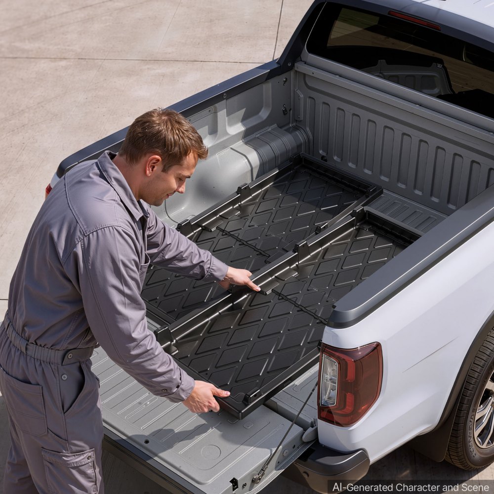 VEVOR Bandeja de Carga Deslizante para Caja de Camioneta de 1,7 m y Más, Fabricada en Material HDPE Duradero, Capacidad de 226,8 kg, Alta Resistencia, Fácil Acceso a Puerta Trasera, 158,8x61x10 cm
