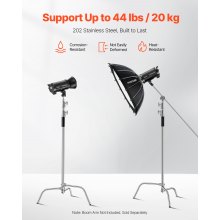 VEVOR Soporte C de Acero Inoxidable Altura Máxima de 330 cm para Luz Fotográfica