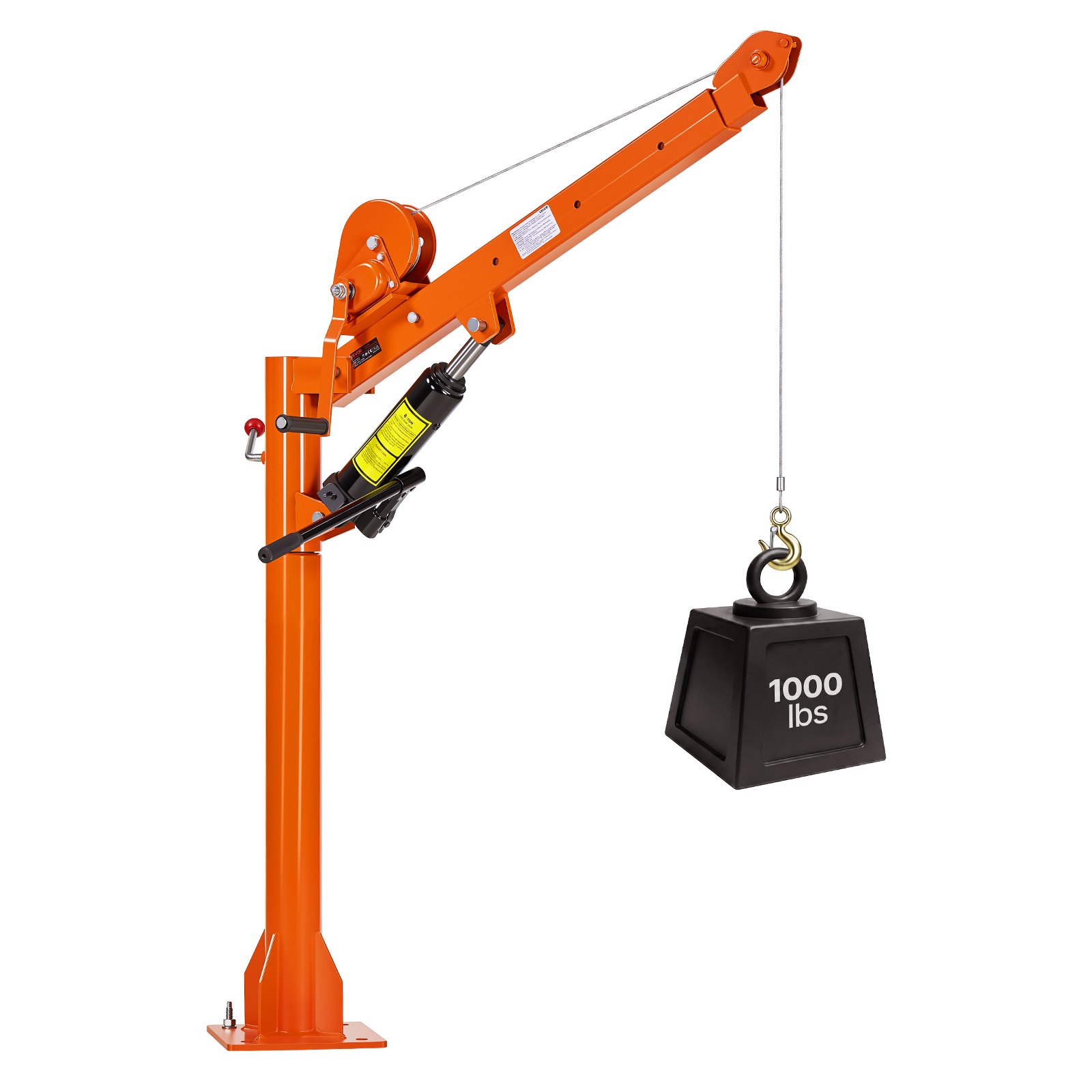 VEVOR Grúa para Camioneta Capacidad de Carga 453,6 kg, con Enganche, Gato Hidráulico, Cabrestante Manual, Pluma Telescópica Rotación 360°, Base de Acero Plegable, Grúa Pickup para Elevación de Equipos