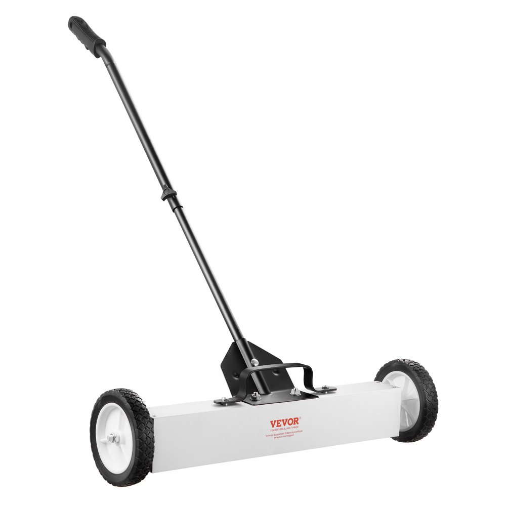 VEVOR Barredora magnética de 24 pulgadas con ruedas, capacidad de 50 libras, con herramienta de recogida magnética telescópica, mango ajustable, barredora de recogida magnética para recoger clavos y tornillos, para taller, garaje, patio