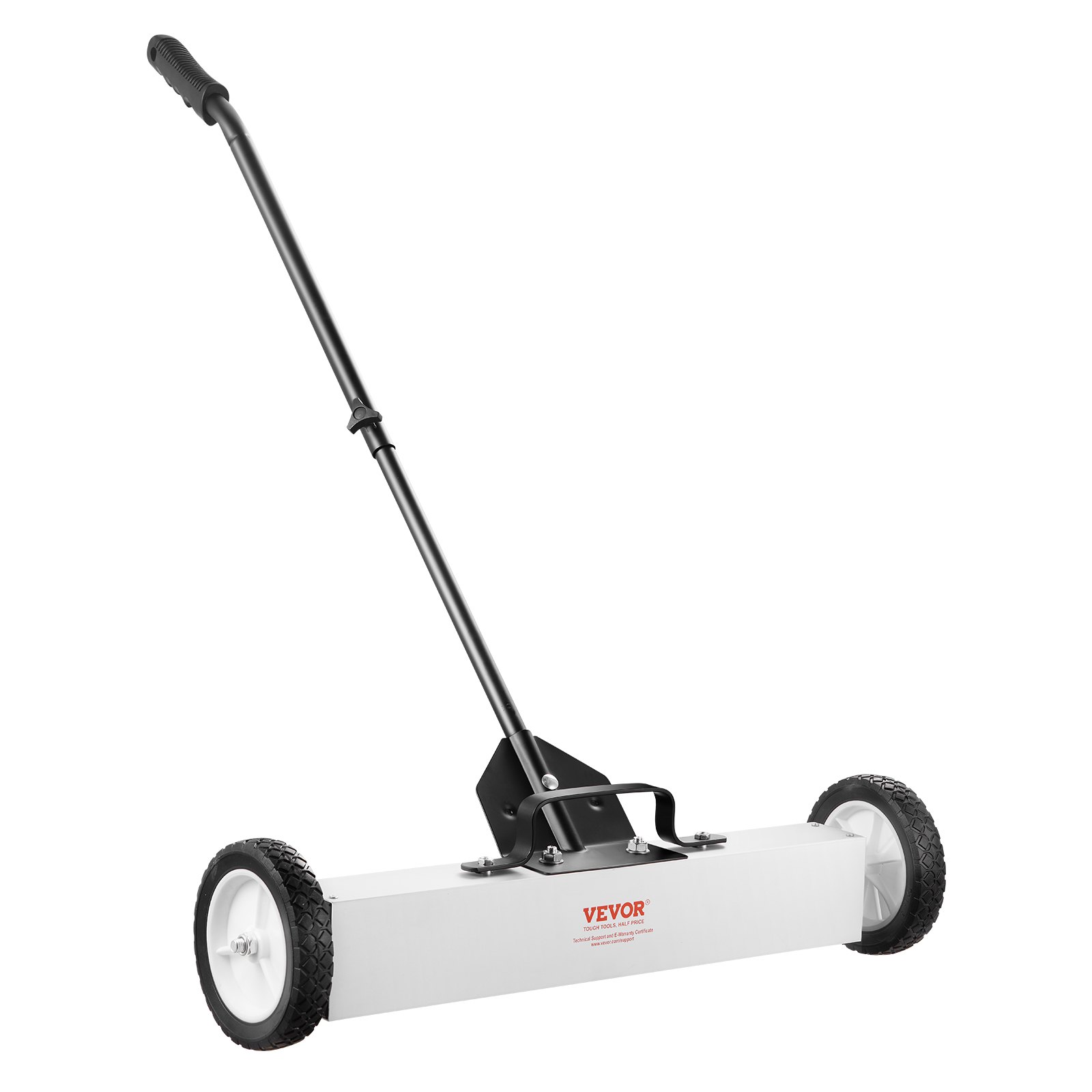 VEVOR Barredora magnética de 24 pulgadas con ruedas, capacidad de 50 libras, con herramienta de recogida magnética telescópica, mango ajustable, barredora de recogida magnética para recoger clavos y tornillos, para taller, garaje, patio