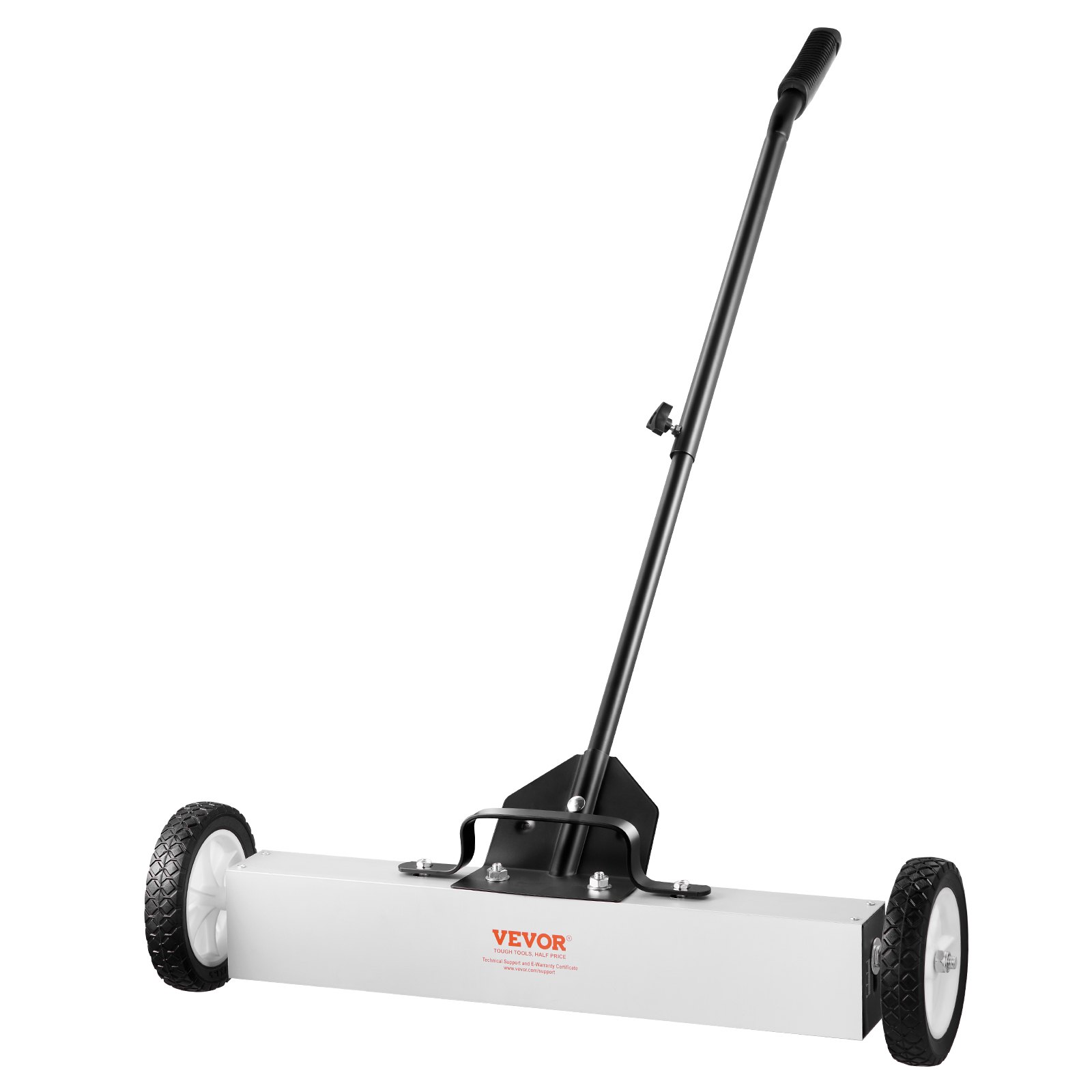 VEVOR Barredora magnética de 24 pulgadas con ruedas, capacidad de 50 libras, con herramienta de recogida magnética telescópica, mango ajustable, barredora de recogida magnética para recoger clavos y tornillos, para taller, garaje, patio