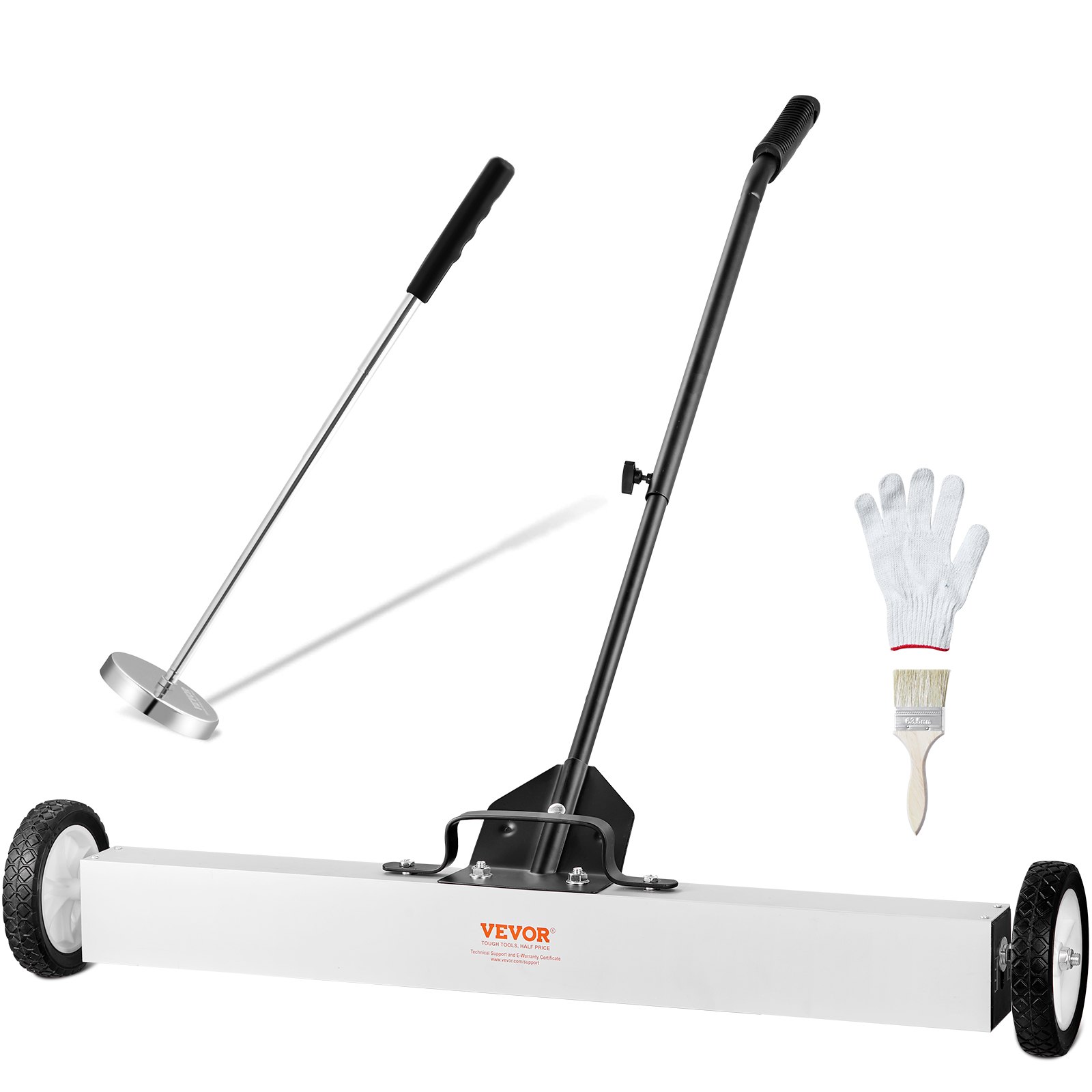 VEVOR 36-inch Magnetic Sweeper with Wheels, 55 lbs Capacity, with Extendable Magnetic Pickup Tool, Adjustable Handle, Magnetic Pickup Sweeper for Collecting Nails and Screws, for Workshop, Garage, Yard