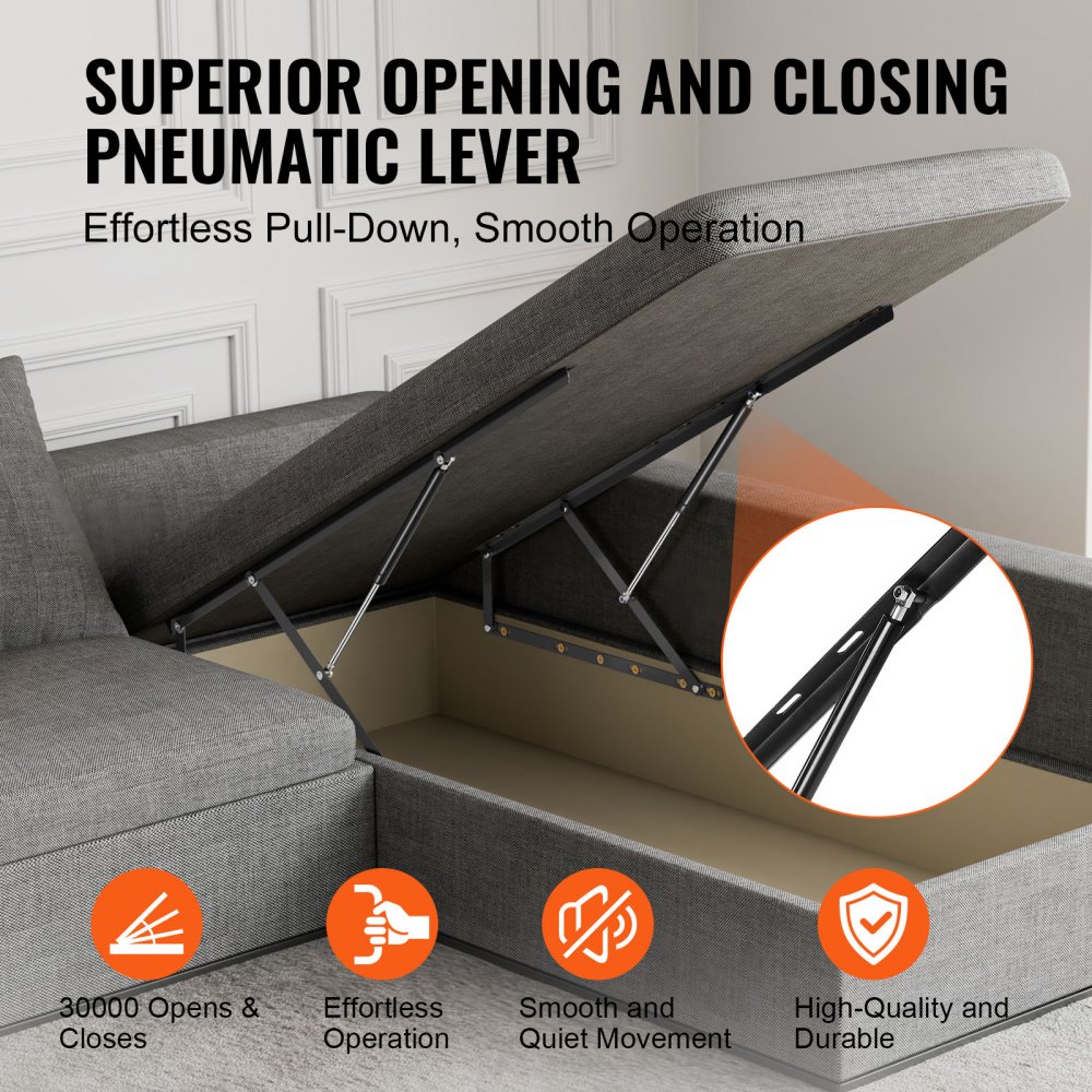 VEVOR Elevador de Cama Compatible de 150 x 180 cm Capacidad de 70 kg Kit de Hardware Mecánico de Cama Palanca Neumática Vertical de Lujo Soporte de Cama Resistente para Habitación de Invitados