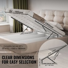 VEVOR Elevador de Cama con Resorte Capacidad de 70 kg para Cama de 150x180 cm