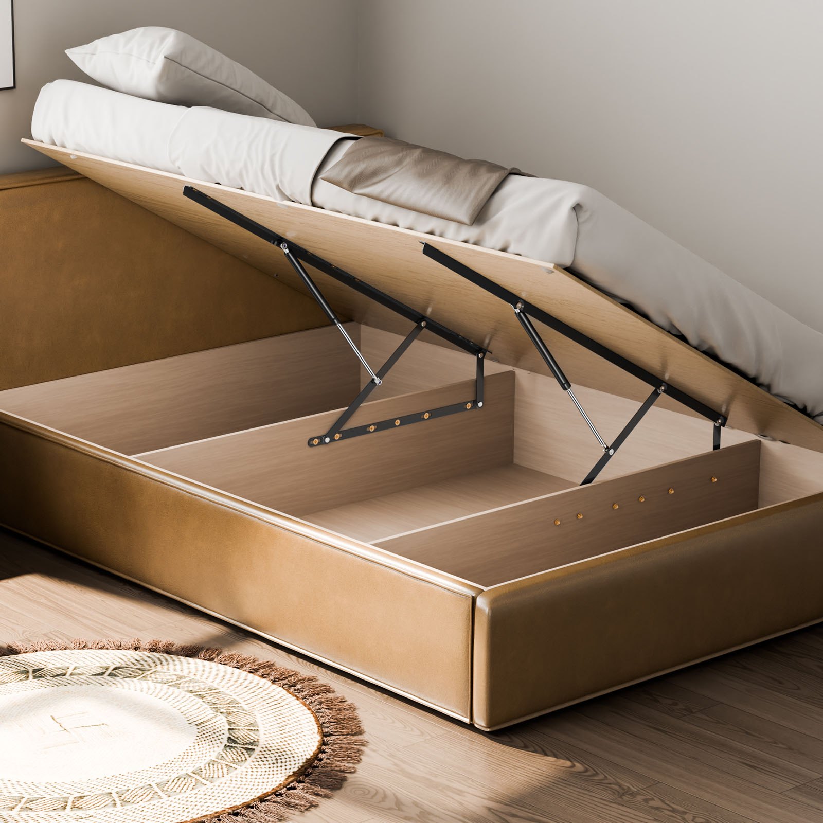 VEVOR Elevador de Cama Compatible de 150 x 180 cm Capacidad de 70 kg Kit de Hardware Mecánico de Cama Palanca Neumática Vertical de Lujo Soporte de Cama Resistente para Habitación de Invitados
