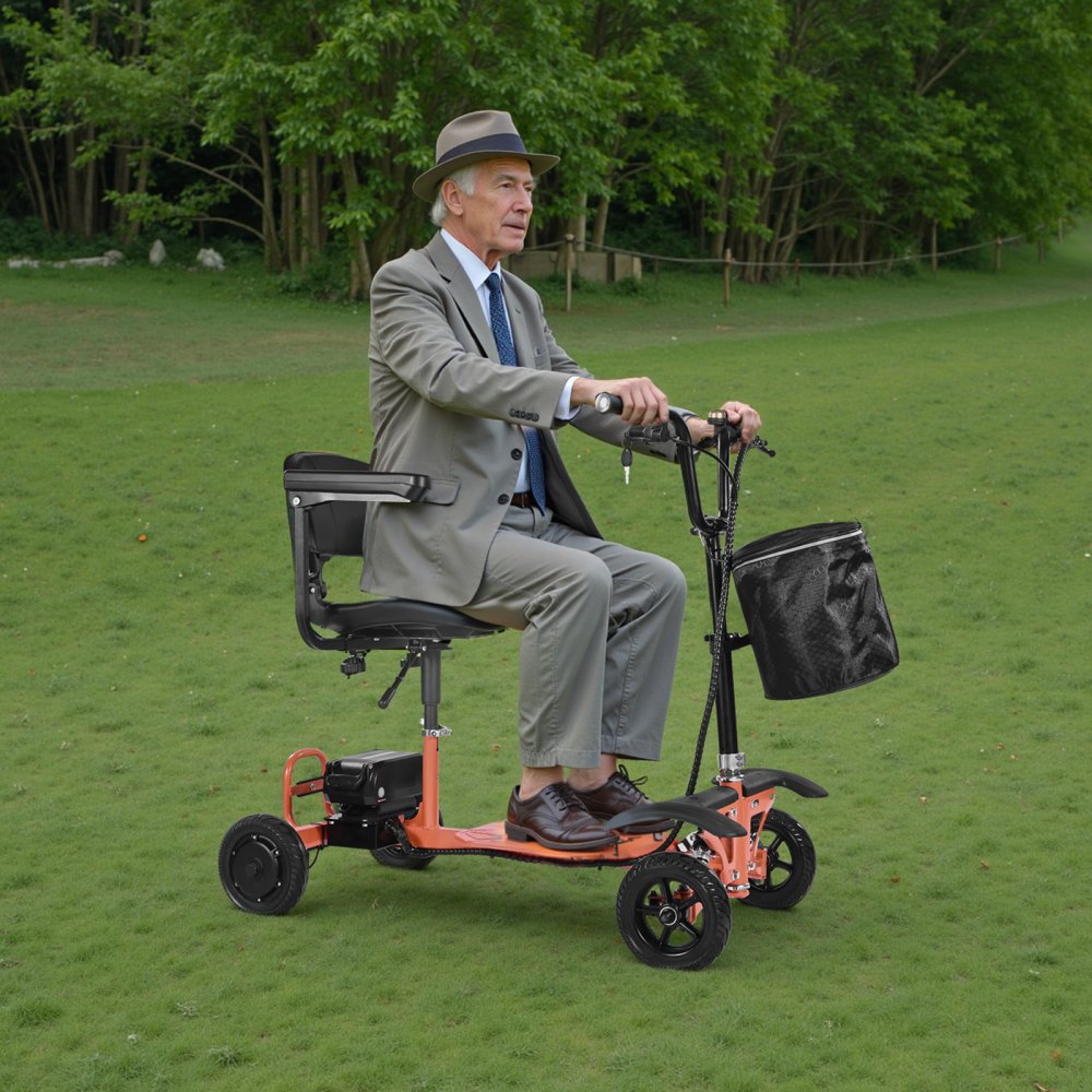 VEVOR Patinete Eléctrico de Movilidad Plegable de 4 Ruedas para Adultos y Personas Mayores, con Carga de 120 kg, con Batería de Litio 48 V, Neumáticos Sólidos Grandes y Capacidad de Ascenso 8°