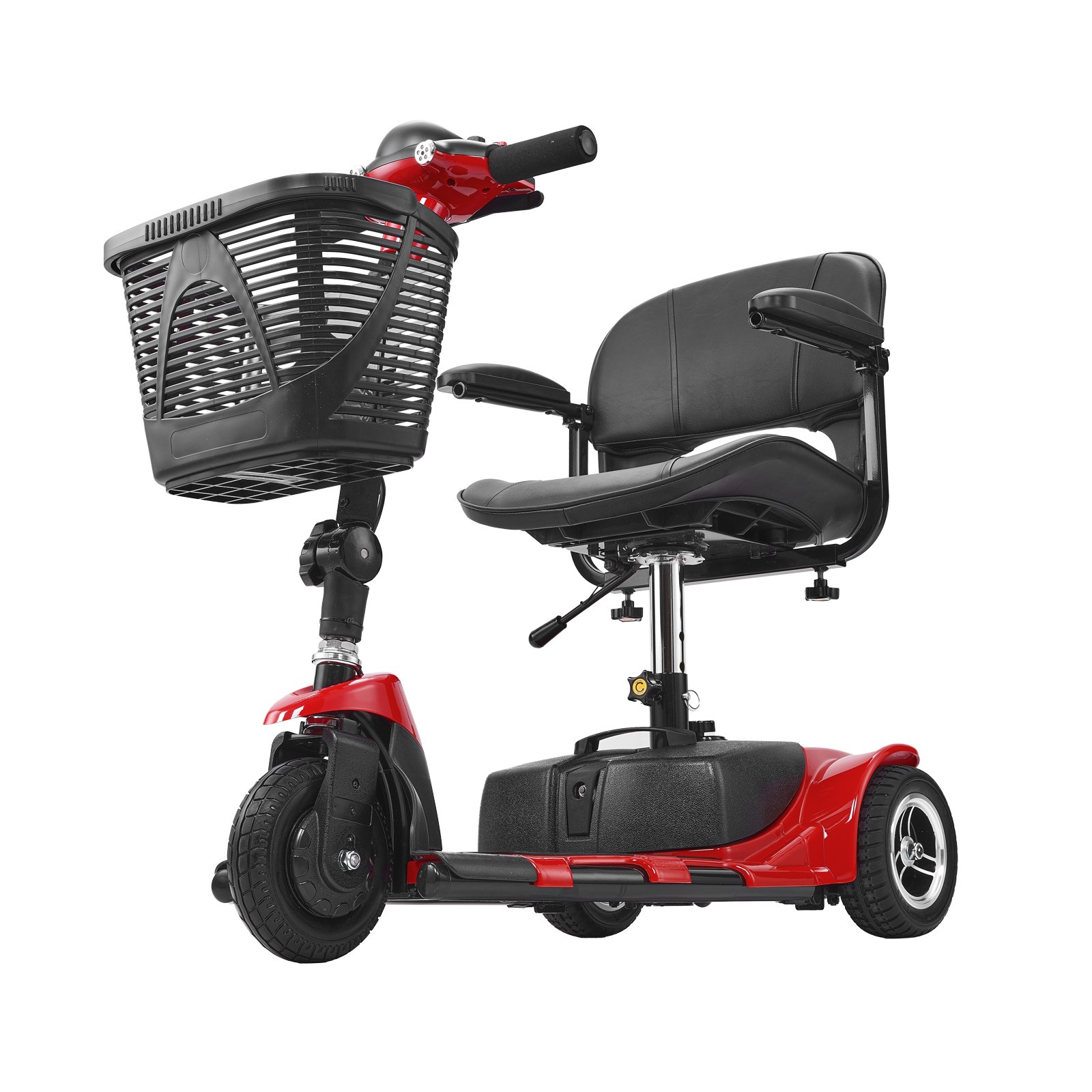 VEVOR Patinete Eléctrico, Plegable, para Personas Mayores, con Autonomía 20 km, Silla de Ruedas Todoterreno con 3 Ruedas Antideslizantes, Capacidad de Carga de 120 kg, 940 x 500 x 840 mm, Rojo
