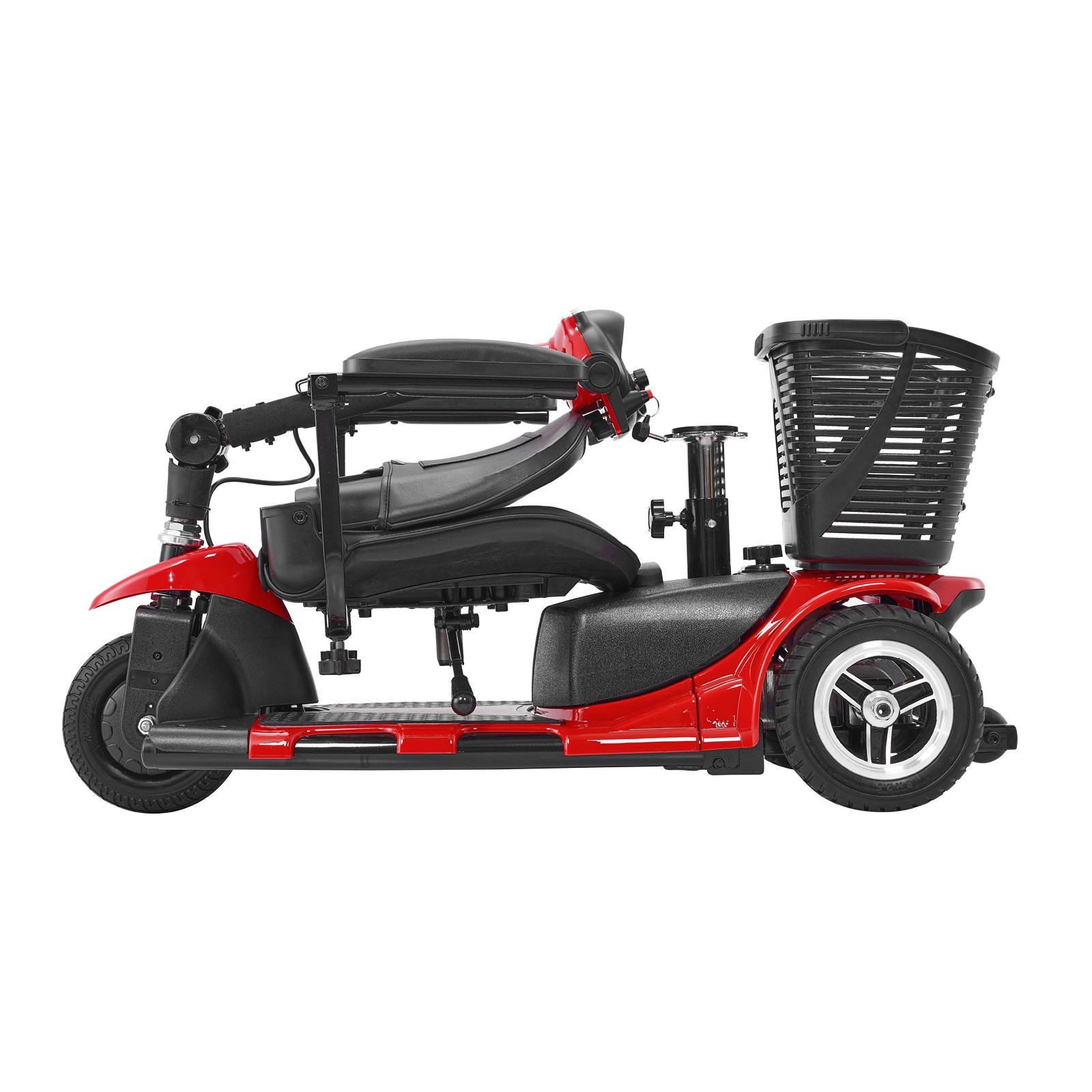 VEVOR Patinete Eléctrico, Plegable, para Personas Mayores, con Autonomía 20 km, Silla de Ruedas Todoterreno con 3 Ruedas Antideslizantes, Capacidad de Carga de 120 kg, 940 x 500 x 840 mm, Rojo