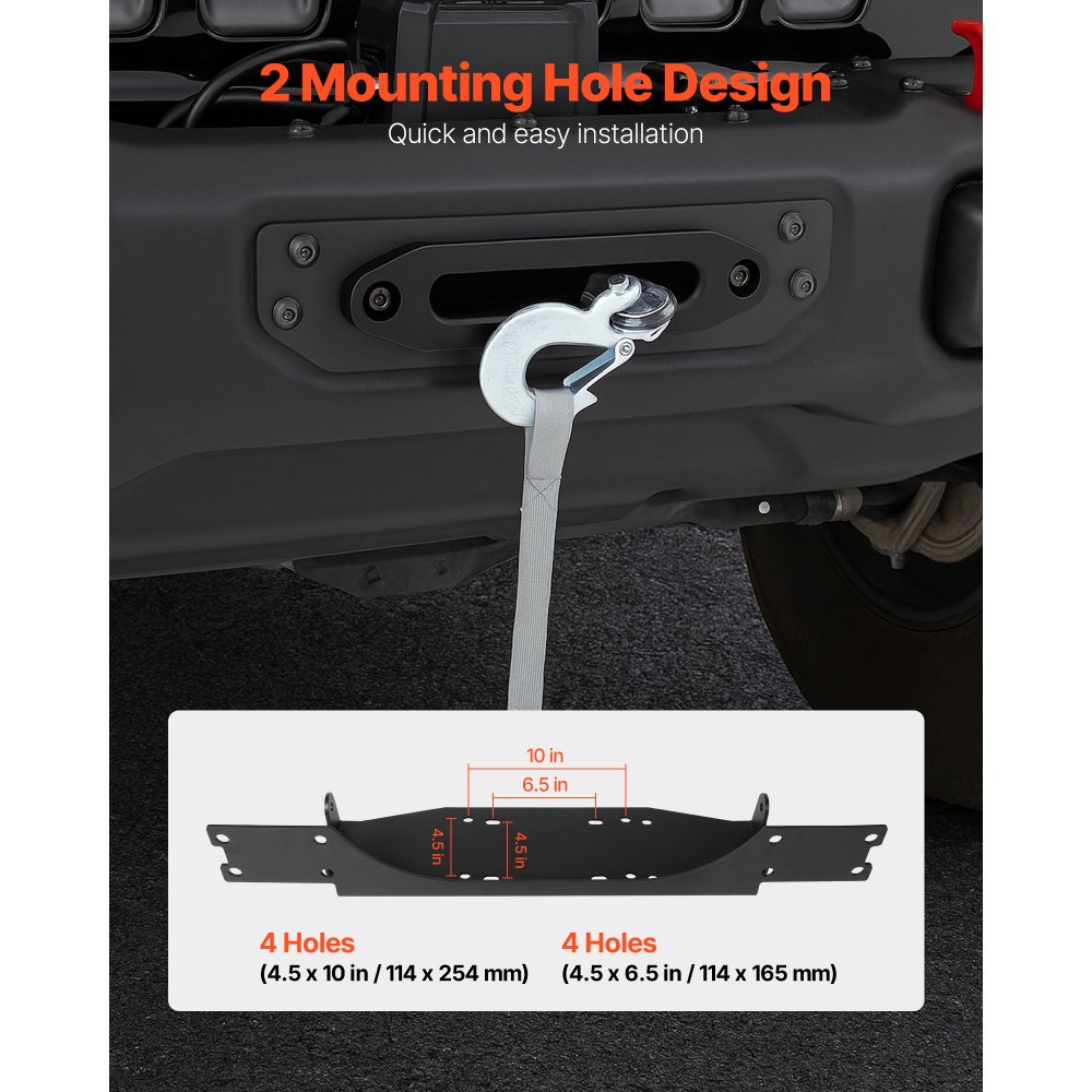 VEVOR Soporte de Cabrestante, Soporte de Enganche de Remolque para Modelos Jeep Wrangler JL/JLU y Gladiator JT Seleccionados (2018-2023), Diseño de 2 Orificios Capacidad de 5443 kg, Negro