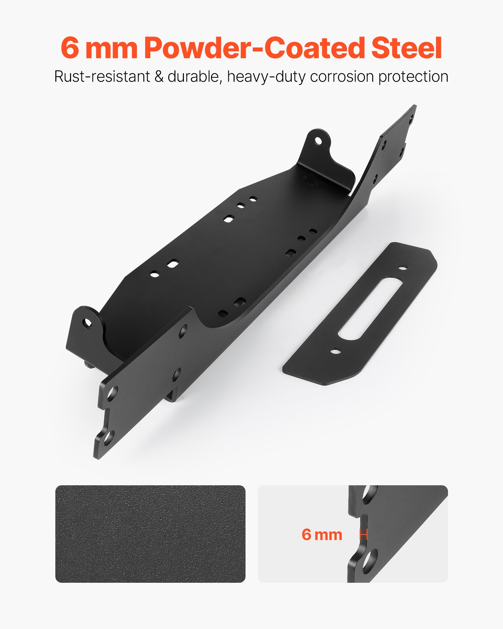 VEVOR Soporte de Cabrestante, Soporte de Enganche de Remolque para Modelos Jeep Wrangler JL/JLU y Gladiator JT Seleccionados (2018-2023), Diseño de 2 Orificios Capacidad de 5443 kg, Negro