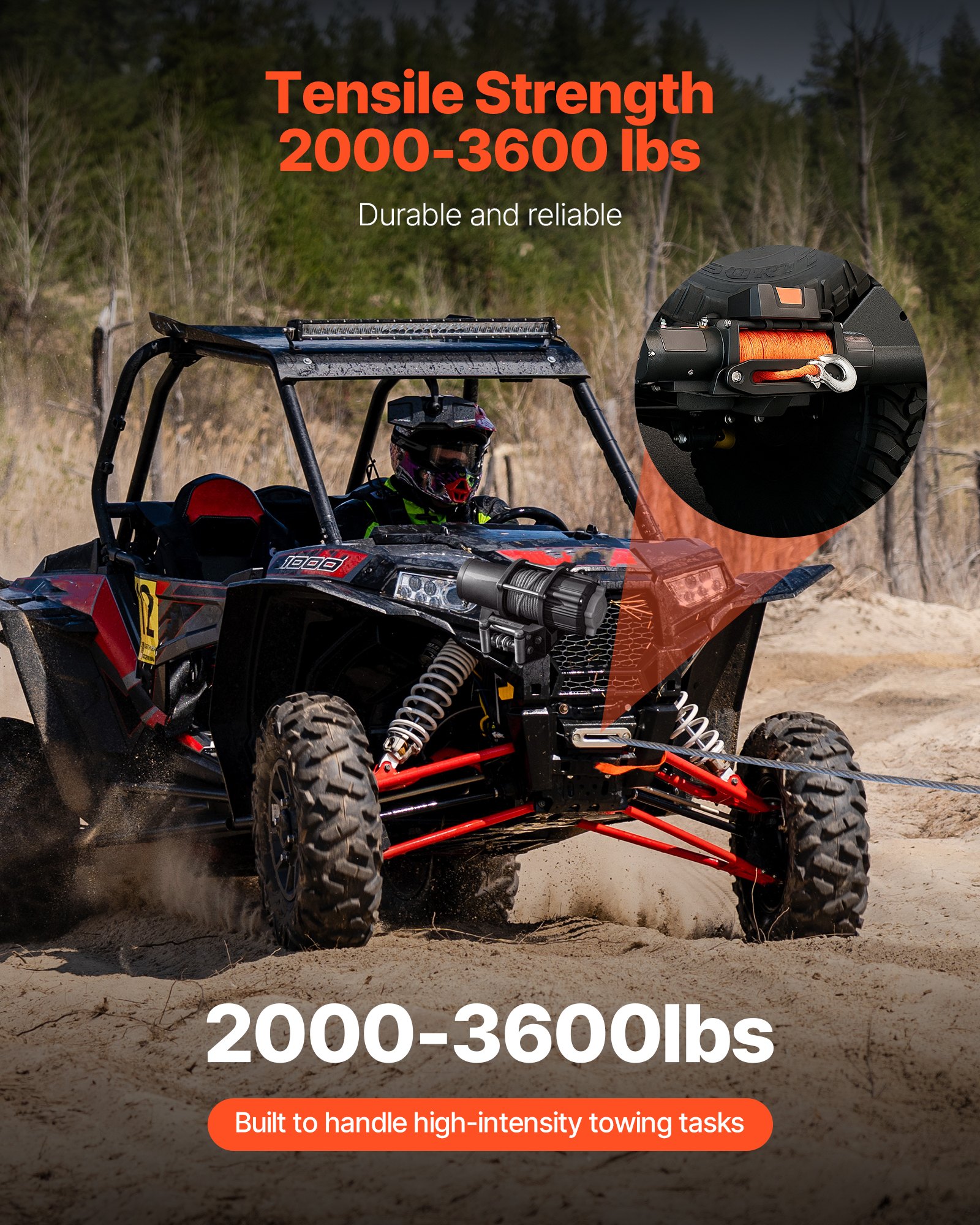VEVOR Soporte de Cabrestante, Soporte de Enganche de Remolque para Modelos Selectos de Polaris Sportsman (2009 y Posteriores), Diseño de 2 Orificios Capacidad de 907-1633 kg para Asistencia
