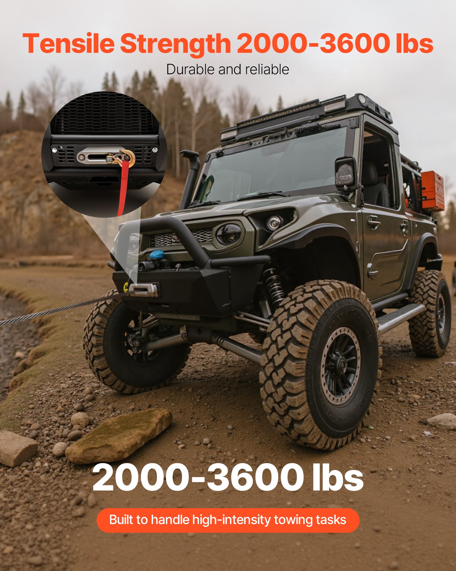 VEVOR Soporte de Cabrestante, Soporte de Enganche de Remolque para Modelos Selectos de Polaris Ranger (2010-2021), Diseño de 3 Orificios Capacidad de 907-1633 kg para Asistencia en Carretera