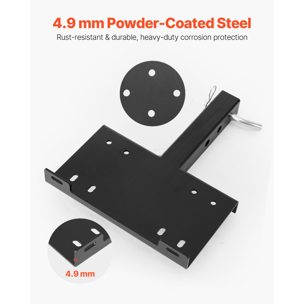 VEVOR Universal Trailer Hitch Mount, 6803 kg, Winch Mounting Plate Receiver 50.8 mm, with 2-Hole Mounting, Powder-Coated Steel, for Mountain Bikes, UTVs, Trucks, Black