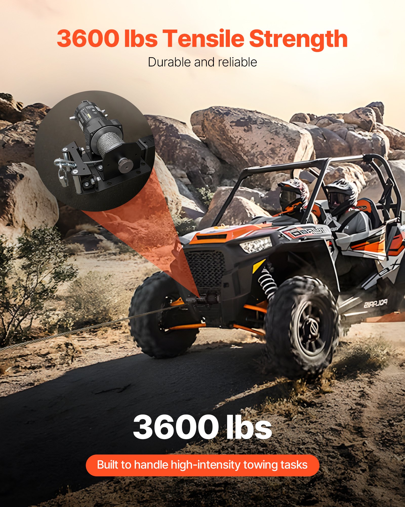 VEVOR Soporte de Cabrestante, Soporte de Enganche de Remolque con Receptor de 50,8 mm, Orificios para Pernos de 2/4, Capacidad de 1633 kg para Vehículos Todoterreno, UTV y Camionetas, Negro
