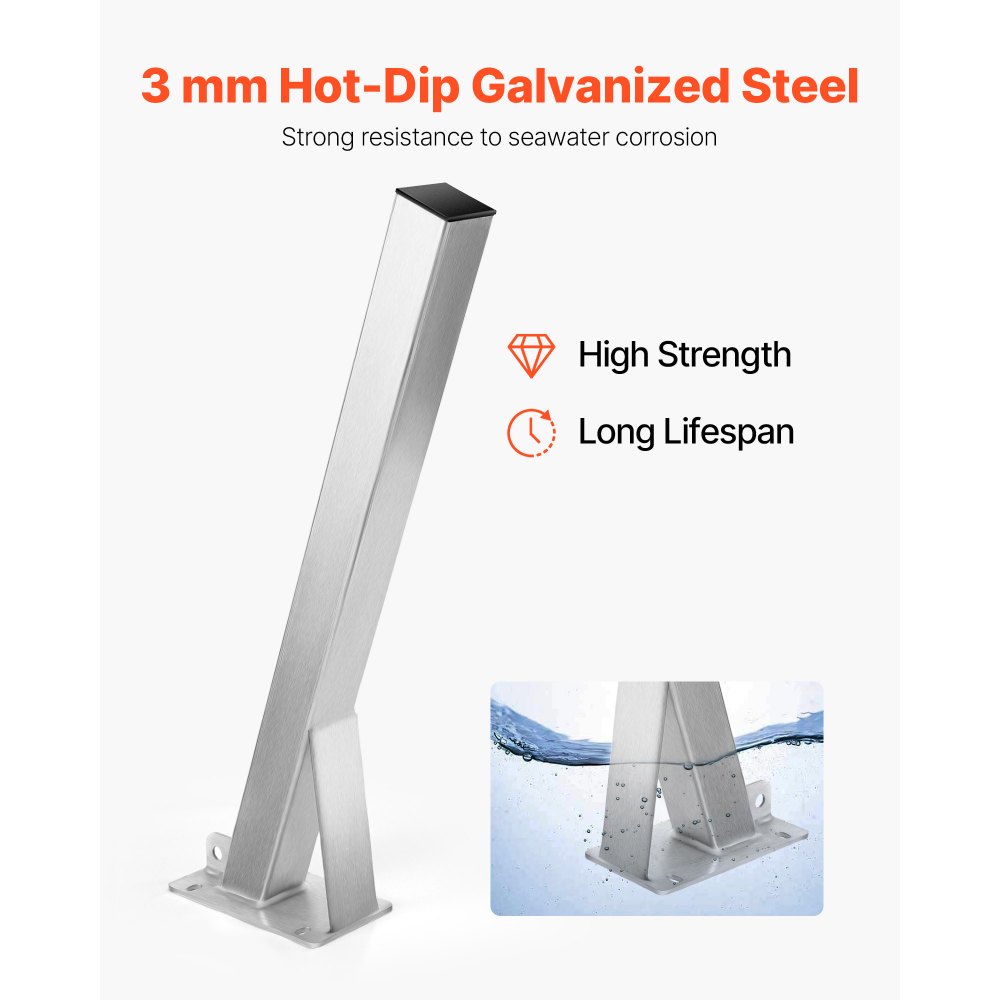 VEVOR Soporte para Cabrestante de Remolque de Barco 76 x 76 x 863 mm, Soporte de Cabrestante Galvanizado con Pernos en U, Apto para Motos Acuáticas, Veleros, Barcos de Pesca y Lanchas Rápidas