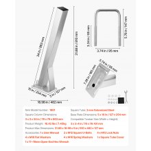VEVOR Soporte para Cabrestante de Remolque 76 x 76 x 863 mm con Pernos en U
