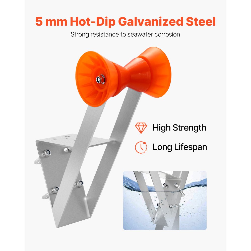 VEVOR Soporte para Cabrestante de Remolque de Barco, Compatible con Postes de Cabrestante de 50,8-76,2 mm, con Ruedas de TPU y Pernos en U para Motos Acuáticas, Veleros, Barcos de Pesca, Plata