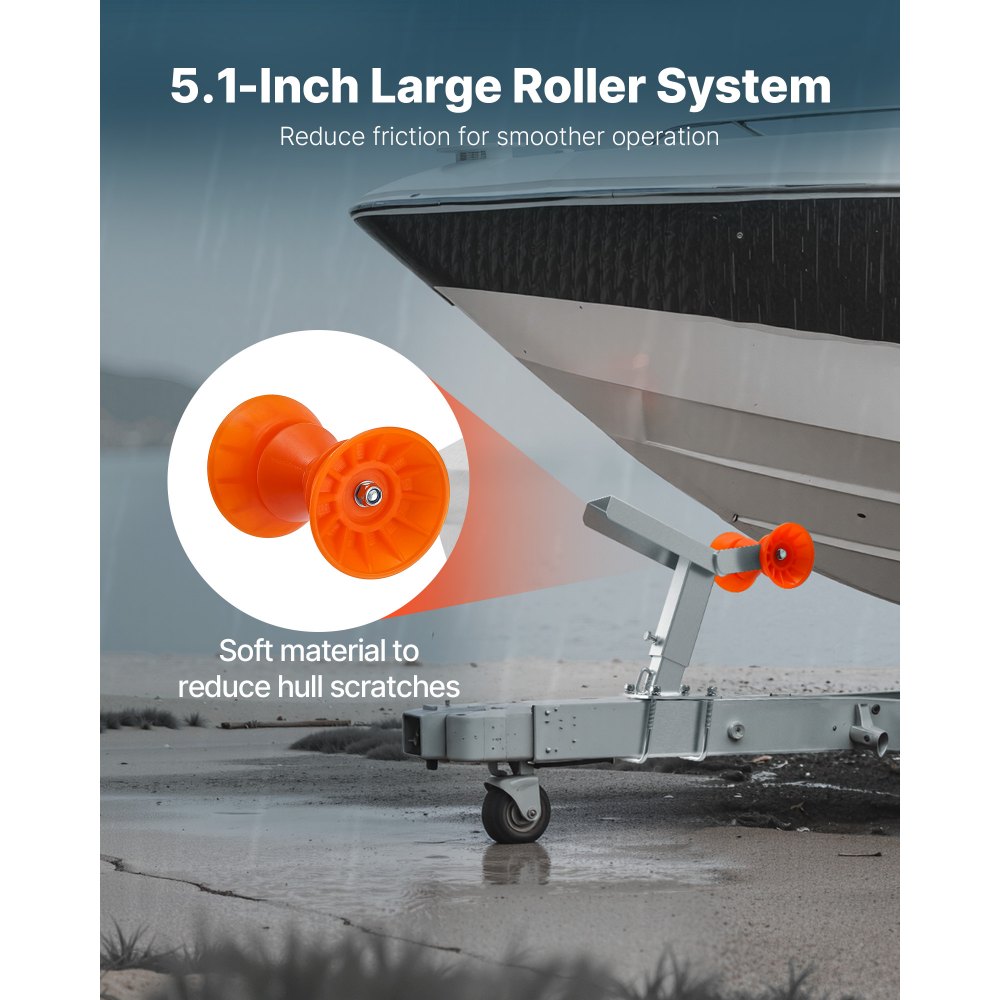 VEVOR Cabrestante para Remolque de Barco, Altura Ajustable 370-548 mm, con Ruedas de TPU y Pernos en U Compatible con Lanzas de Remolque 50,8-76,2 mm x 76,2-101,6 mm para Motos Acuáticas, Veleros