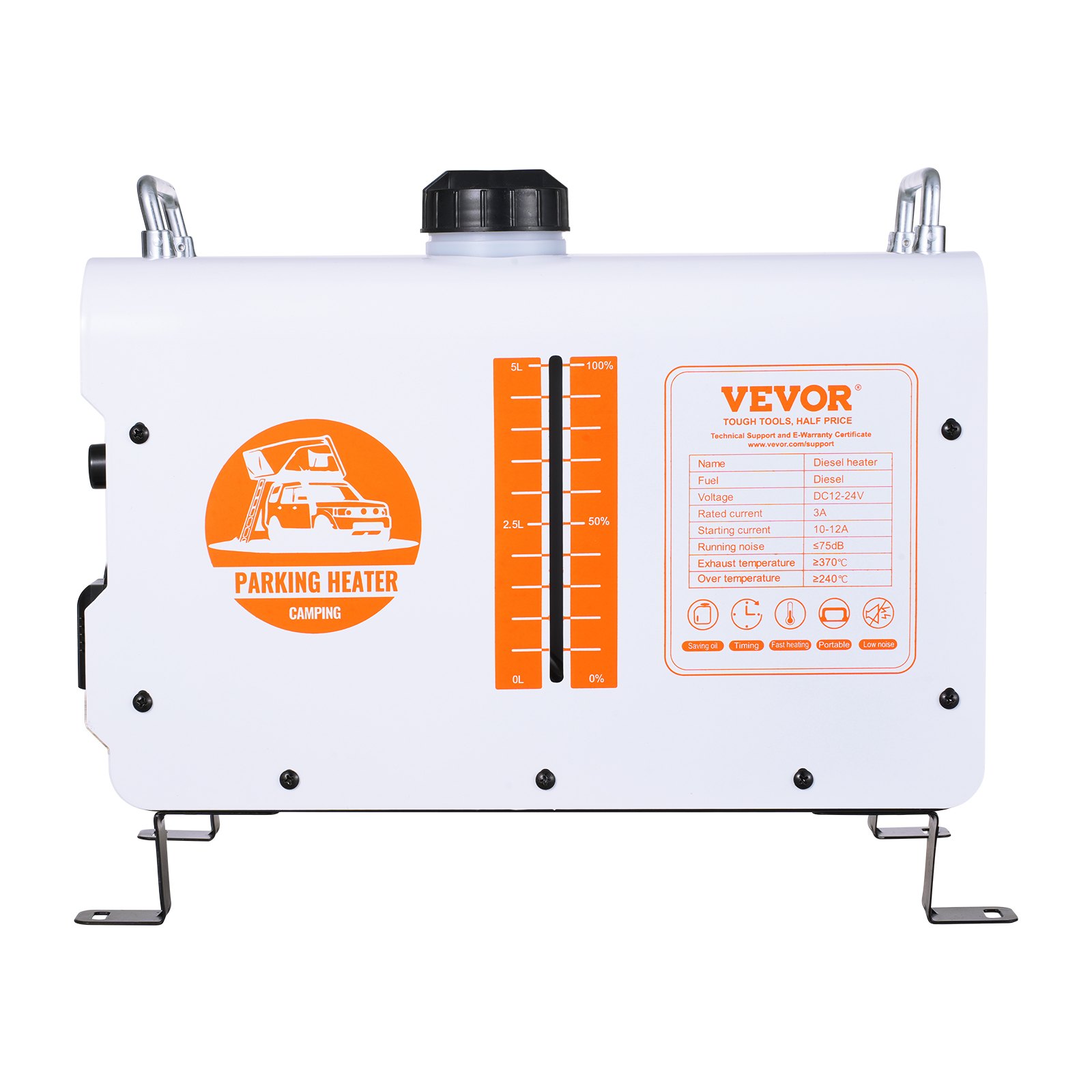 VEVOR Calentador Diésel Portátil 5-8KW Todo en Uno 12 V/24 V, con Control por Aplicación Bluetooth, Control Remoto y Pantalla de Visualización, Alarma de CO, Calentamiento Rápido Vehículos y Exteriores