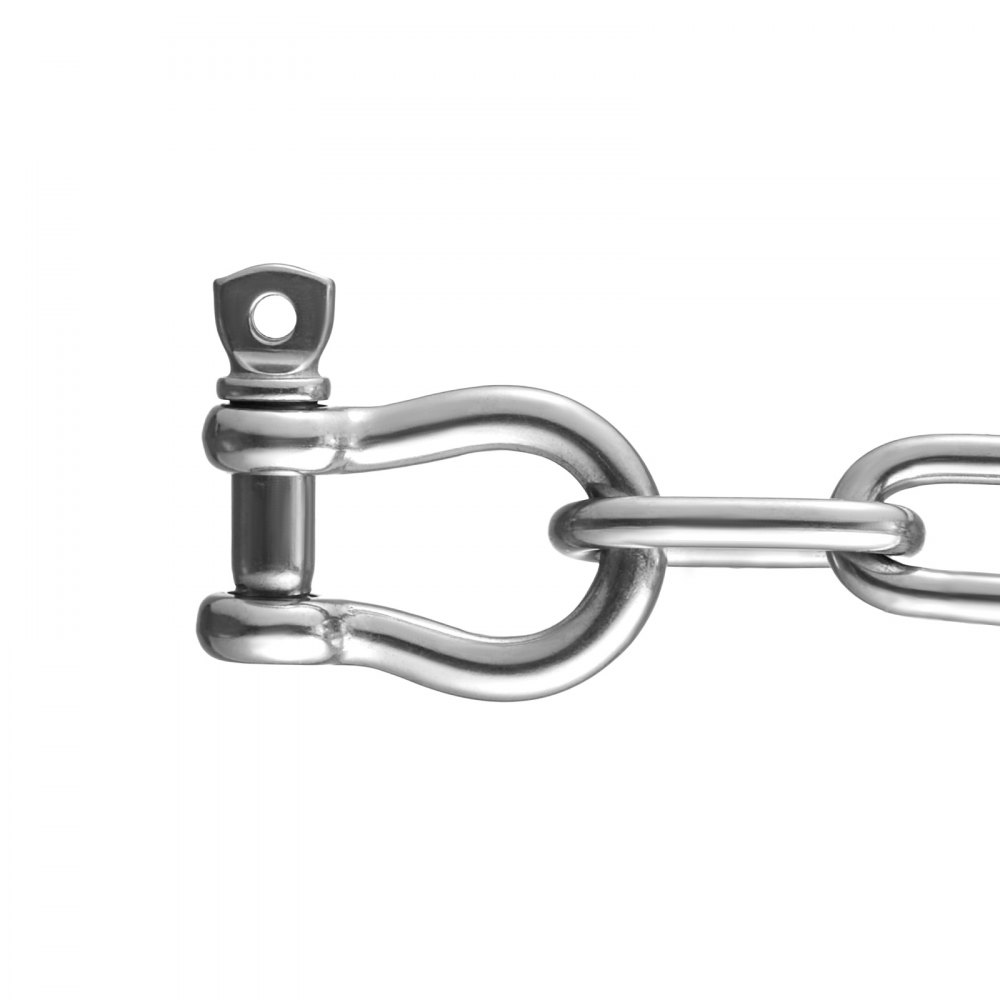 Cadena de ancla para barco VEVOR, 1/4" x 4', 1700 lb WLL/4800 lb BS, cadena de ancla de acero inoxidable 316 de grado marino con grilletes de anillo de bloqueo doble para barcos, cubierta, pesca, funciona con diferentes anclas