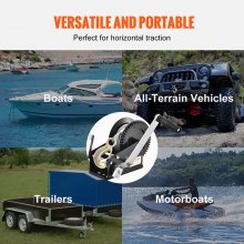 VEVOR Cabrestante Manual Capacidad de Tracción 3500 libras Cabrestante para Remolque de Barco Manivela Resistente con Cable de Acero de 10 m con Trinquete Bidireccional para Remolque, Barco, ATV