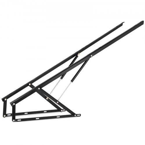 VEVOR Juego de Dos Bisagras para Canapé con Dos Resortes para Cama 1,5 x 2M de Largo Sistema de Elevación con Amortiguadores Bisagra para Canape Herrajes Cama Abatible Pistones para Canapes Negro